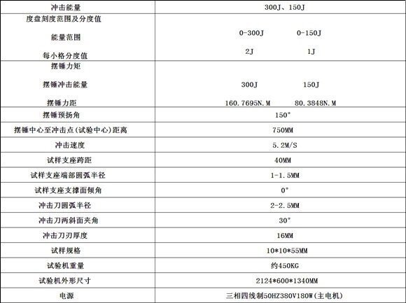 摆锤冲击试验机参数